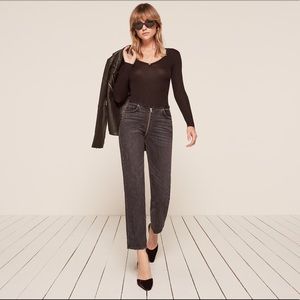 Reformation black zipper jeans 28